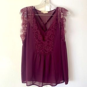 EUC PURPLE/MAUVE LACE TOP WITH MATCHING CAMISOLE by LoveStitch size small